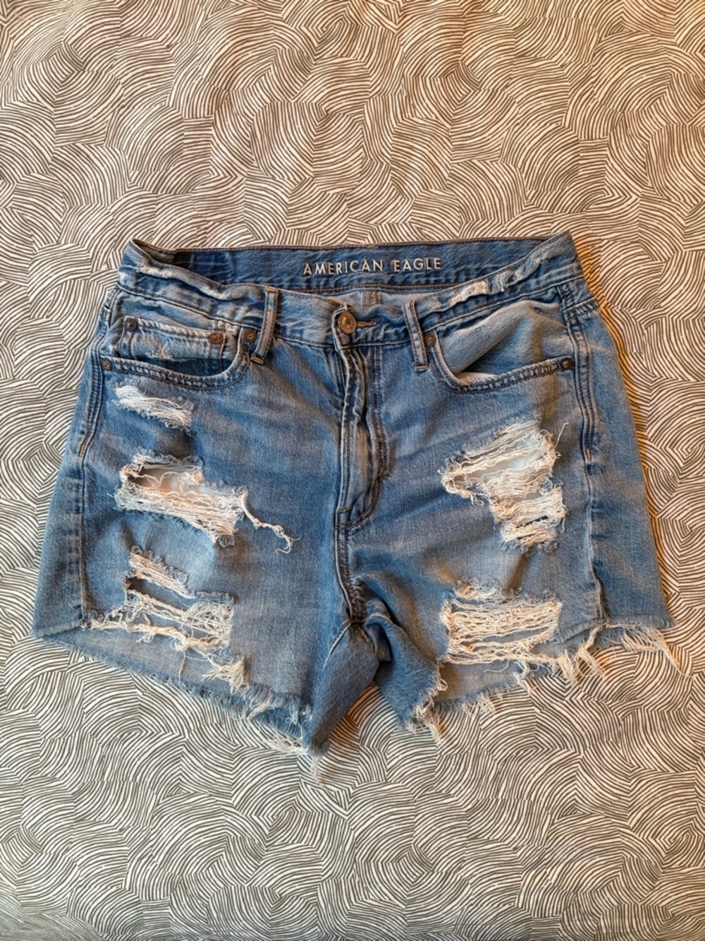 American Eagle Outfitters Ripped Denim Shorts - Light Blue
